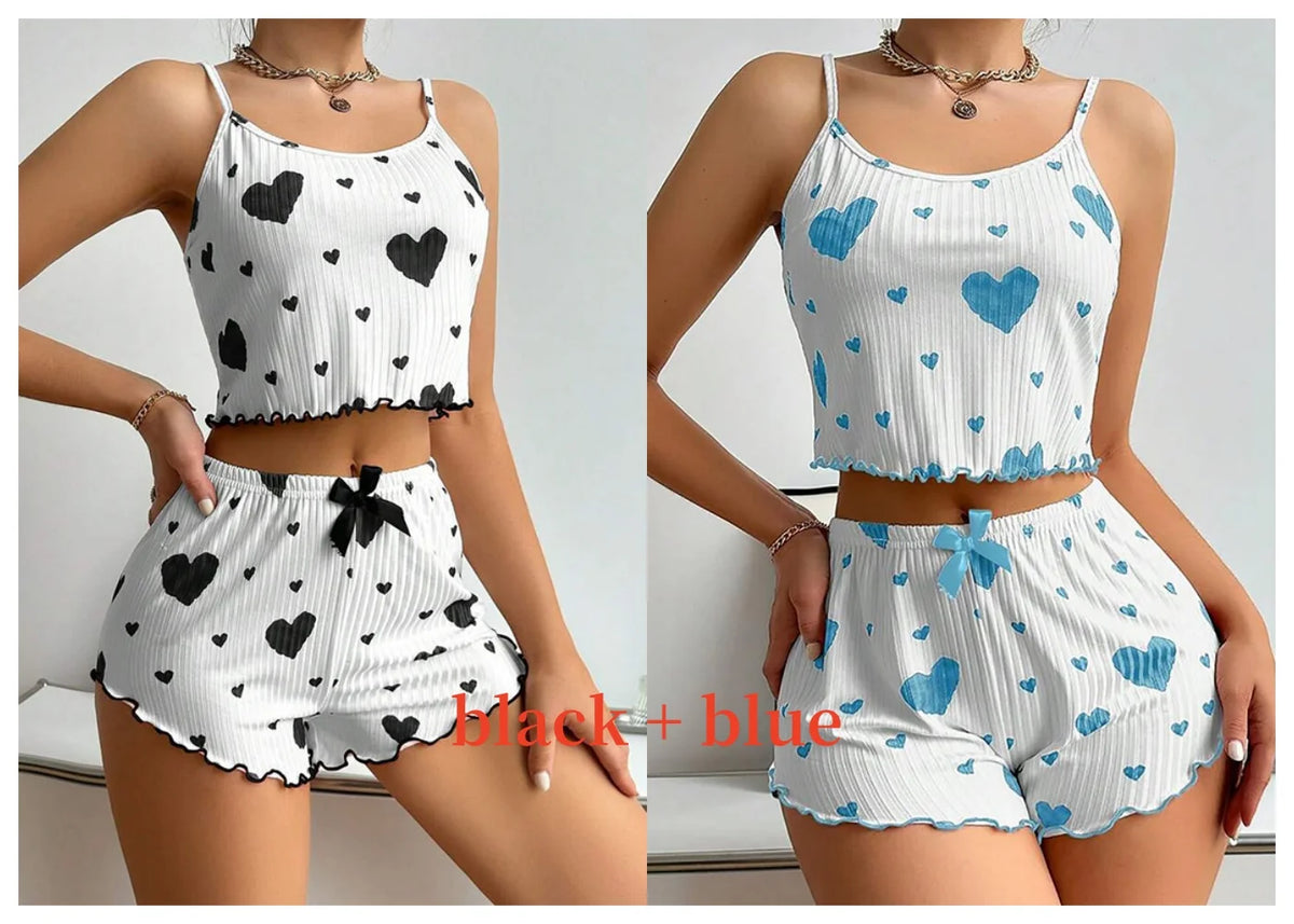The Kensal Rise Love-Print Cami Pajama Set
