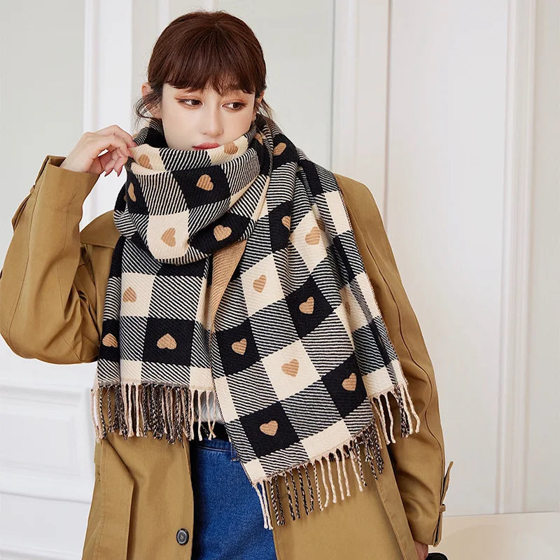 The Rayners Lane Heart-Shaped Plaid Scarf