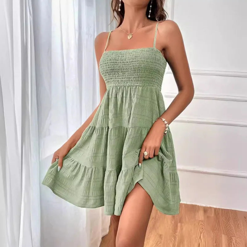 The Angel Smocked Bustier Swing Dress