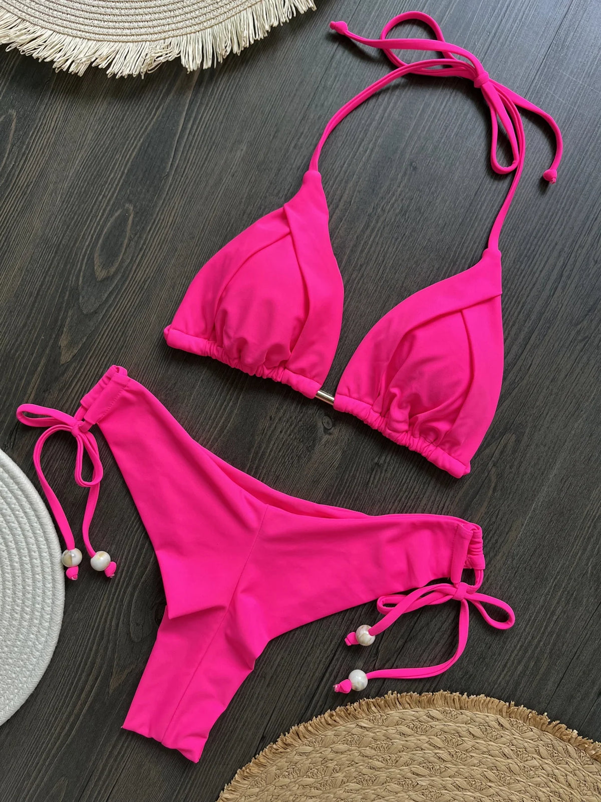 The Harrow Beaded Halter Bikini