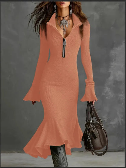 The Barbican Turtleneck Knit Midi Dress