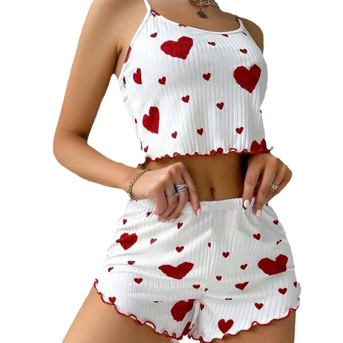 The Kensal Rise Love-Print Cami Pajama Set
