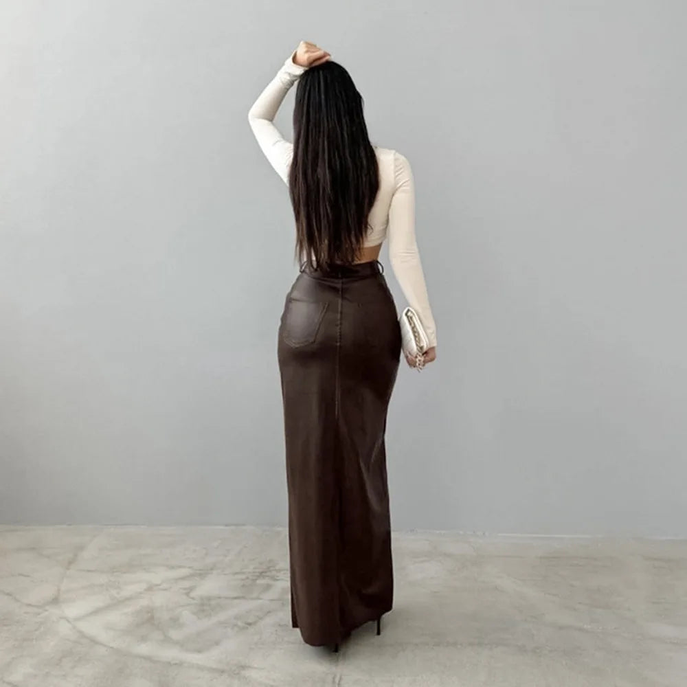 The Whetstone Leather-Look Maxi Skirt