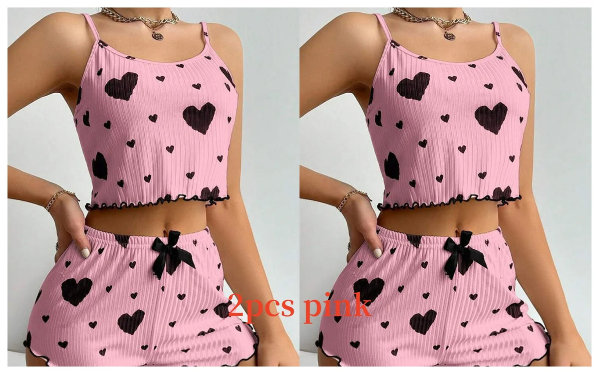 The Kensal Rise Love-Print Cami Pajama Set
