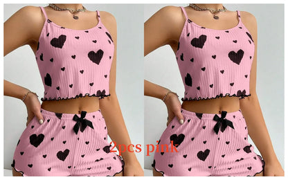 The Kensal Rise Love-Print Cami Pajama Set