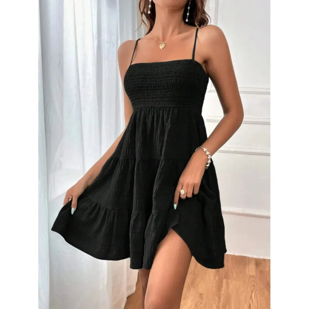 The Angel Smocked Bustier Swing Dress
