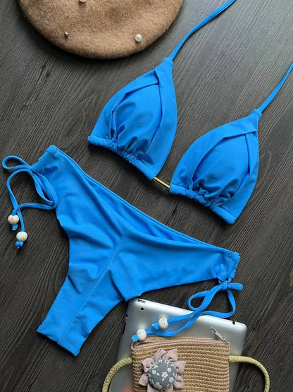 The Harrow Beaded Halter Bikini