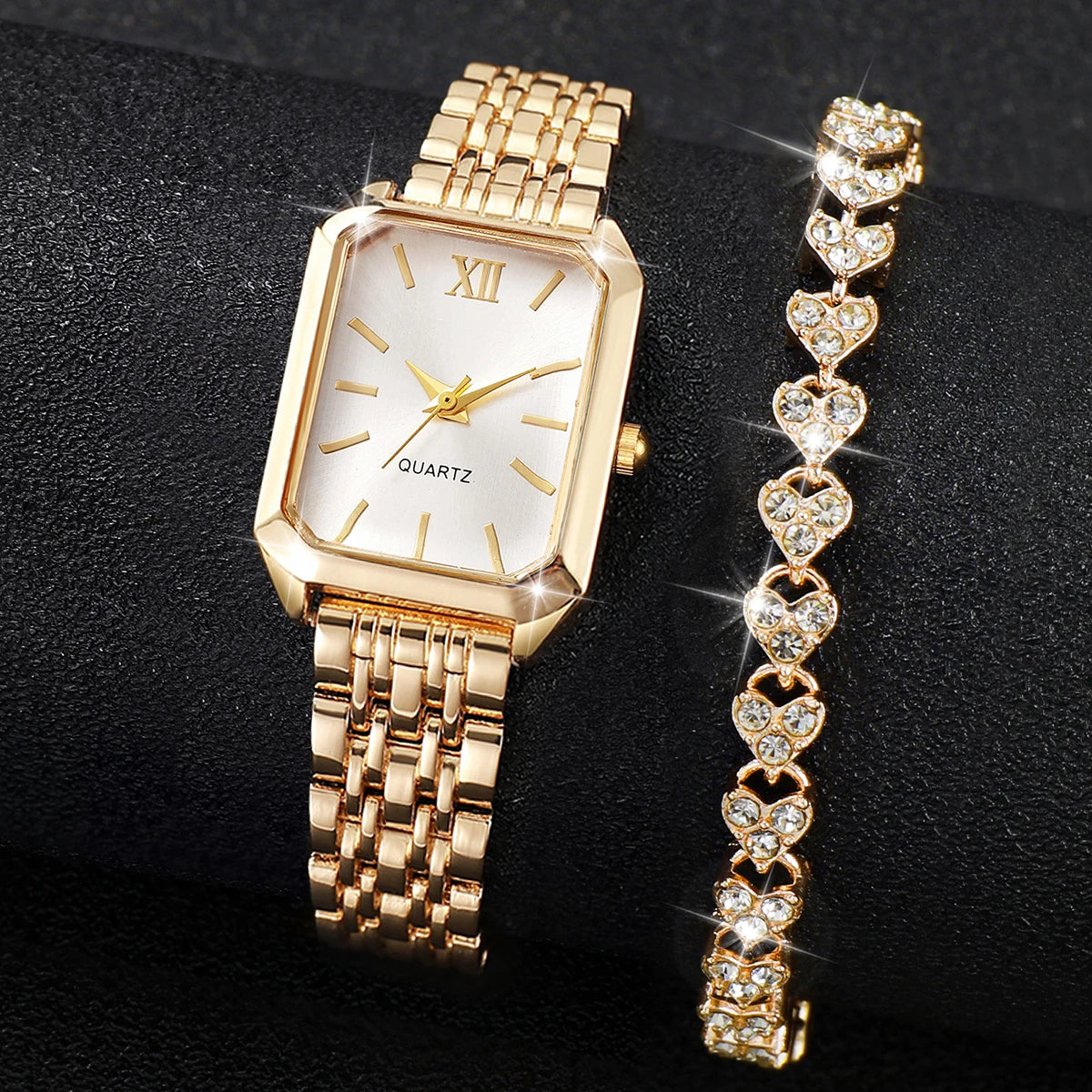 The Woodford Rectangle Dial Watch & Bracelet Set