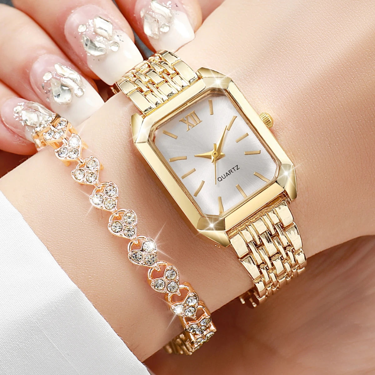 The Woodford Rectangle Dial Watch & Bracelet Set