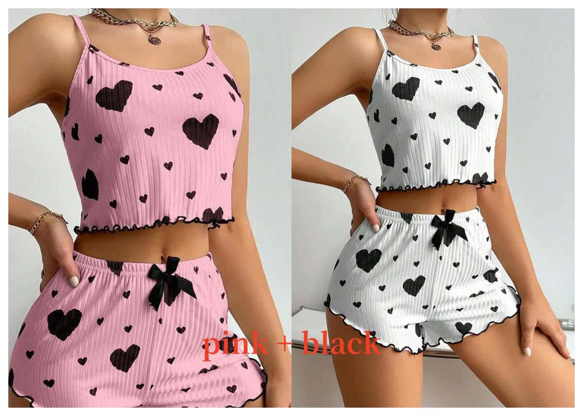 The Kensal Rise Love-Print Cami Pajama Set