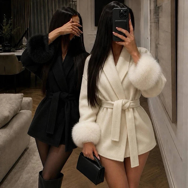 The Crystal Palace Faux Fur-Trim Wool Coat