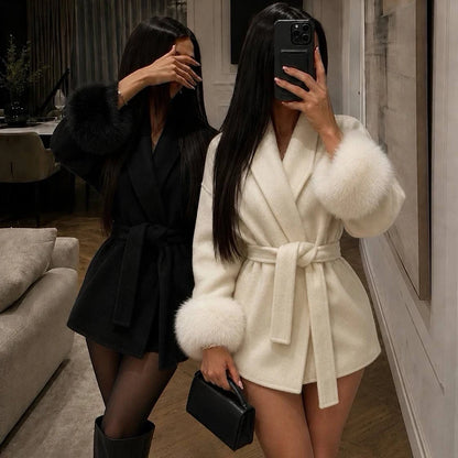 The Crystal Palace Faux Fur-Trim Wool Coat