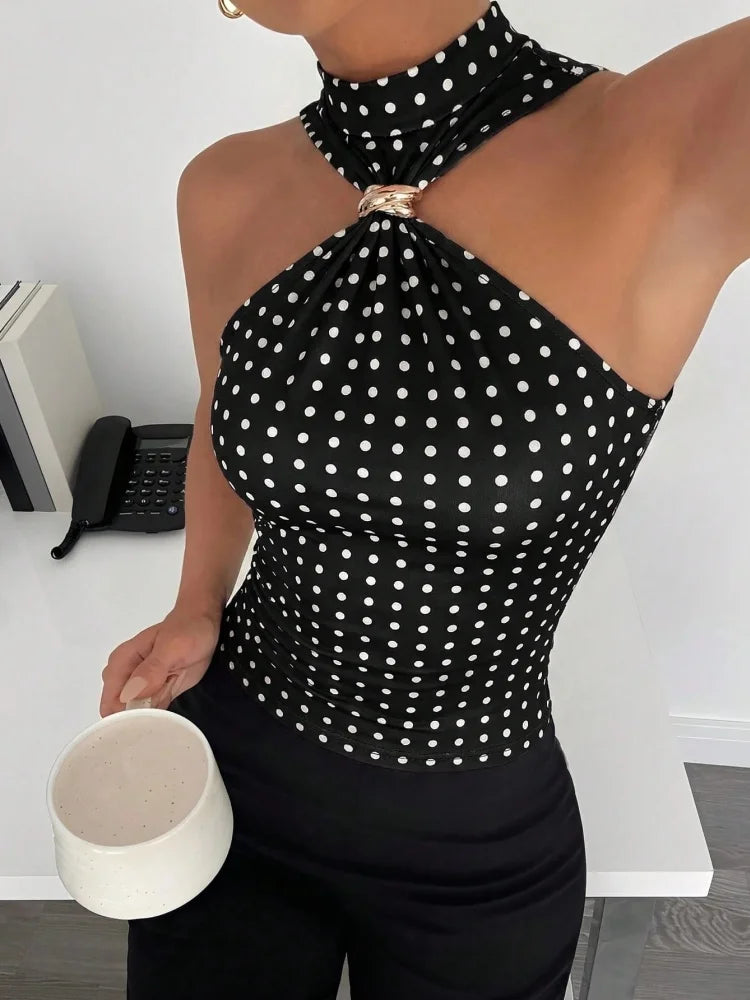 The Tooting Bec Ring-Detail Halter Crop Top