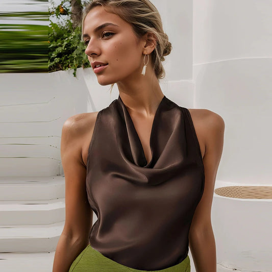 The Brondesbury Satin Corset Halter Top