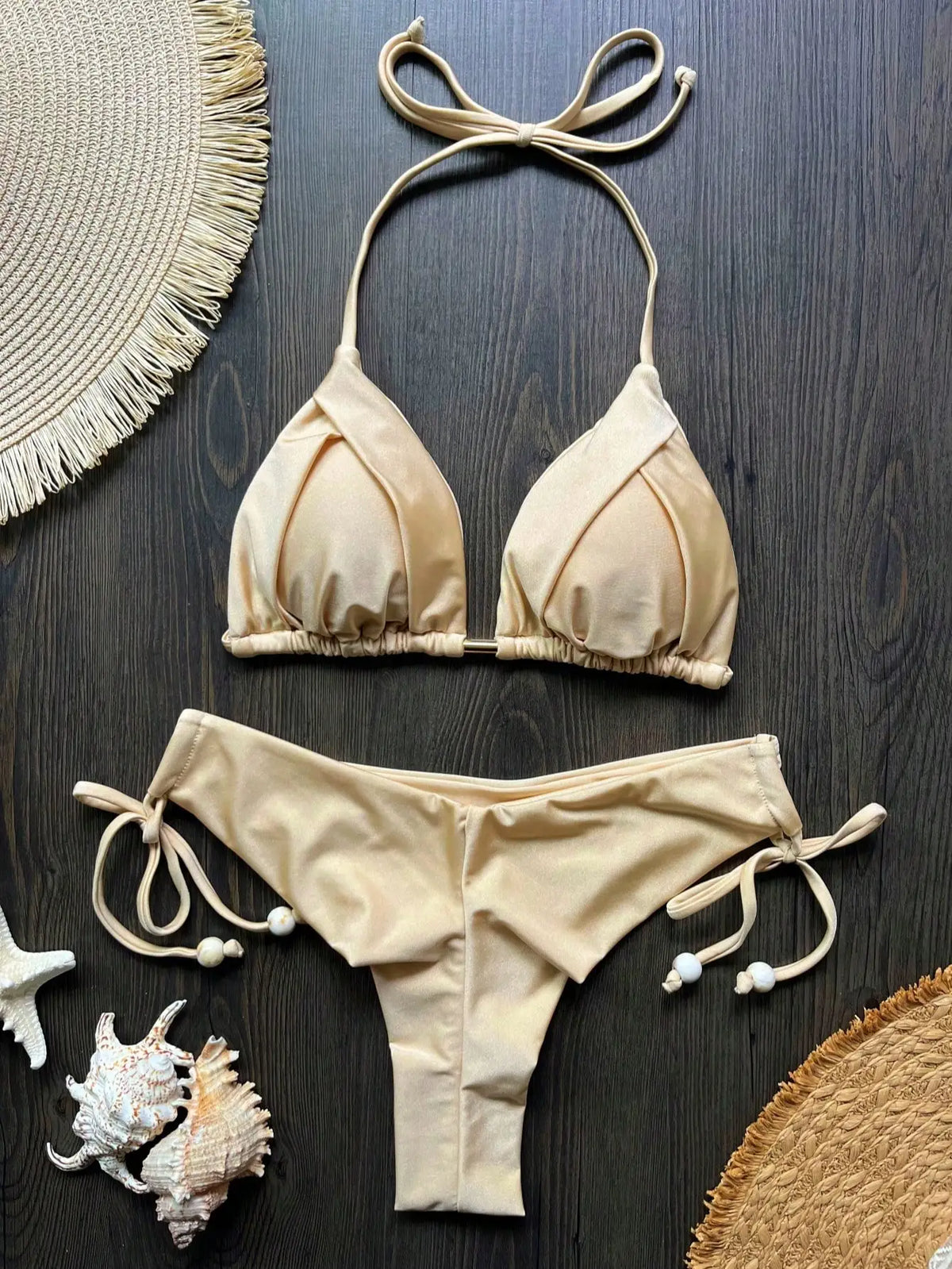 The Harrow Beaded Halter Bikini