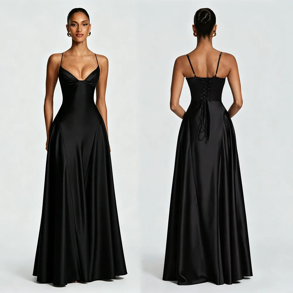 The Kensal Green Satin Corset Maxi Dress