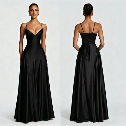 The Kensal Green Satin Corset Maxi Dress