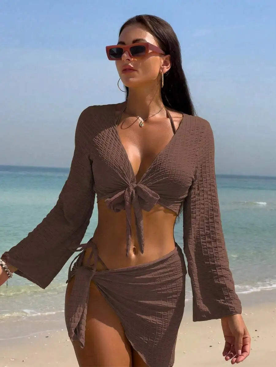 The Erith Three-Piece Cover-Up Bikini Set
