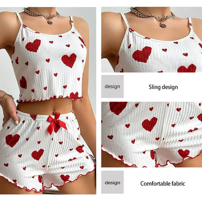 The Kensal Rise Love-Print Cami Pajama Set