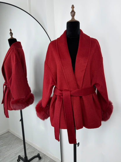 The Crystal Palace Faux Fur-Trim Wool Coat