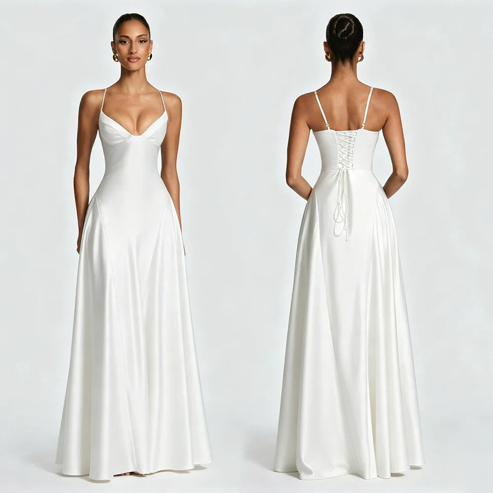 The Kensal Green Satin Corset Maxi Dress