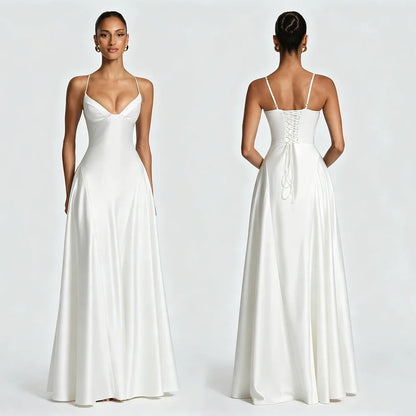 The Kensal Green Satin Corset Maxi Dress