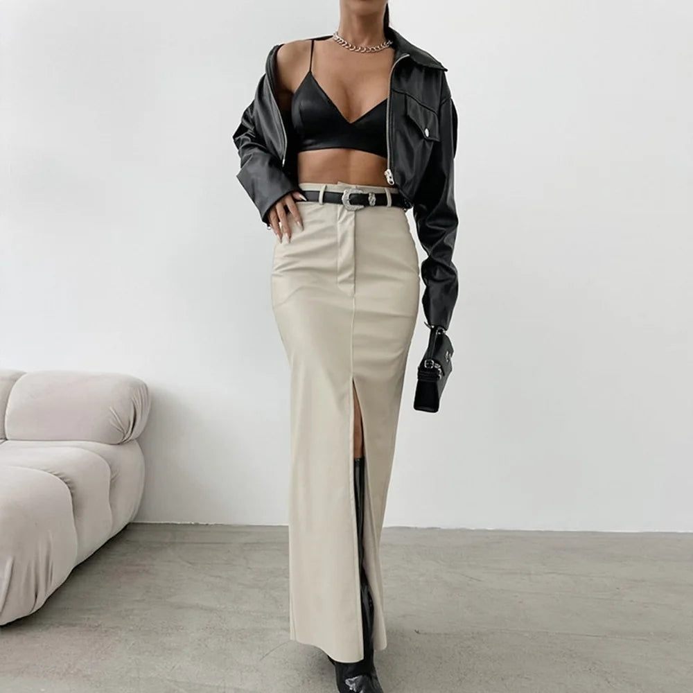 The Whetstone Leather-Look Maxi Skirt