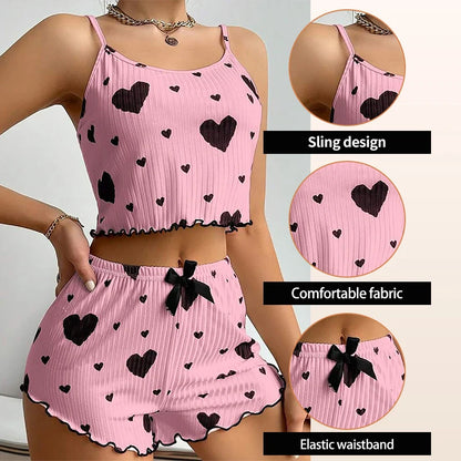 The Kensal Rise Love-Print Cami Pajama Set