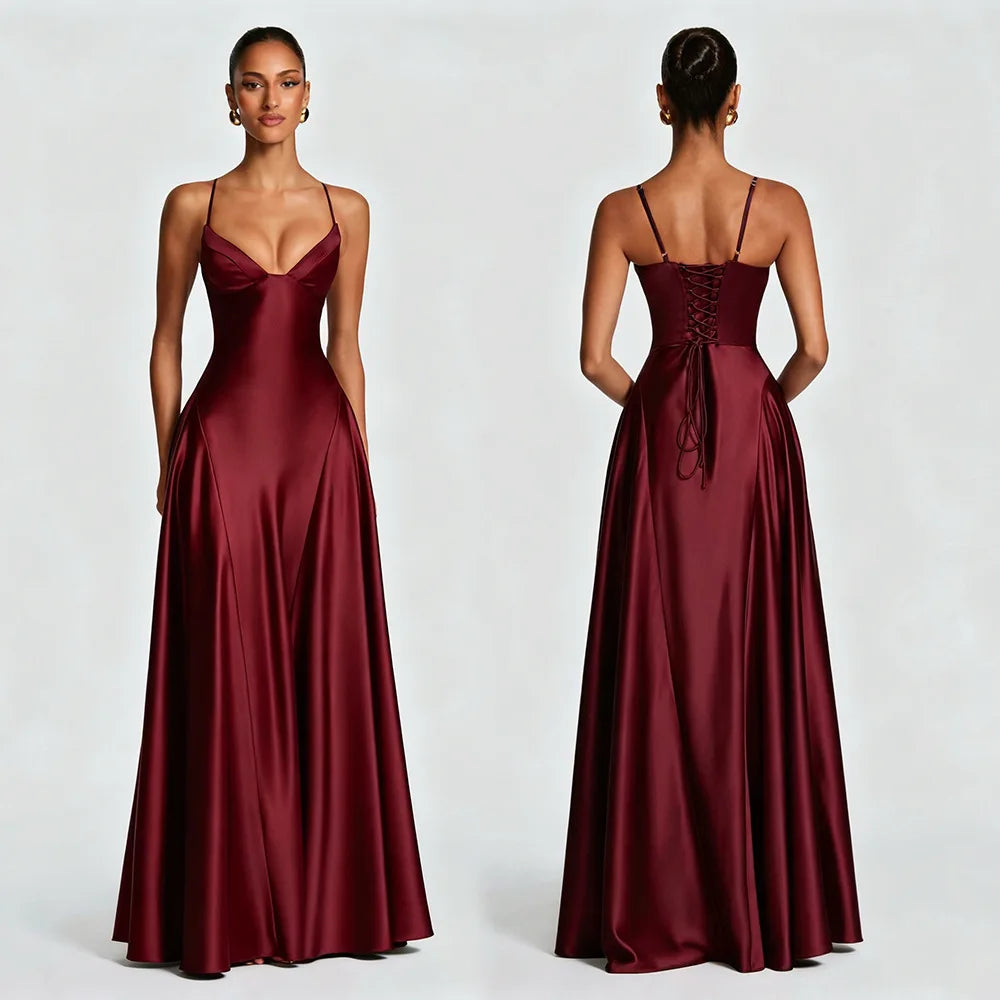 The Kensal Green Satin Corset Maxi Dress