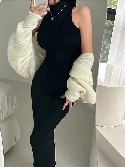 The Vauxhall Turtleneck Sheath Midi Dress