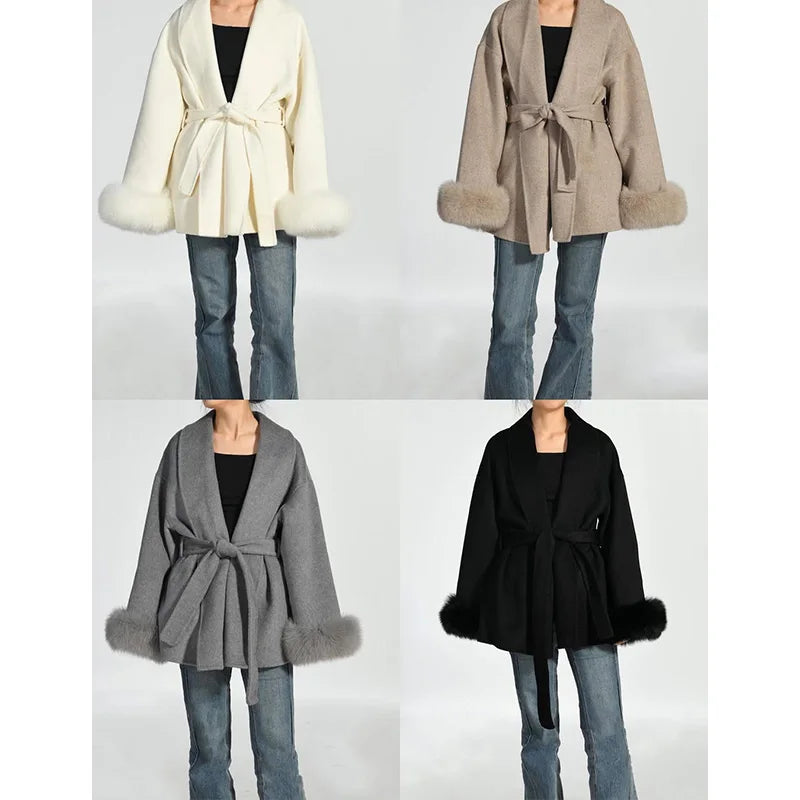 The Crystal Palace Faux Fur-Trim Wool Coat