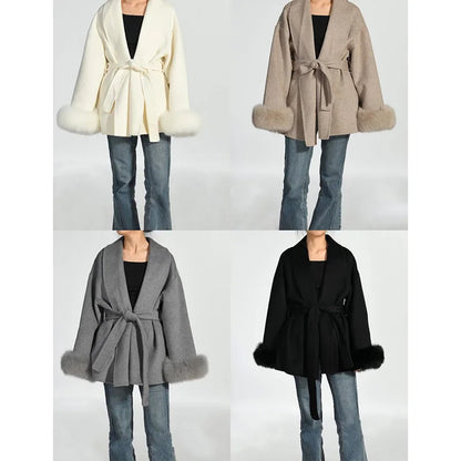 The Crystal Palace Faux Fur-Trim Wool Coat