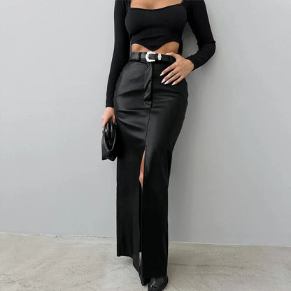 The Whetstone Leather-Look Maxi Skirt