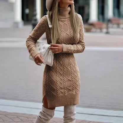 The Bowes Park High-Neck Wrap Knit Dress