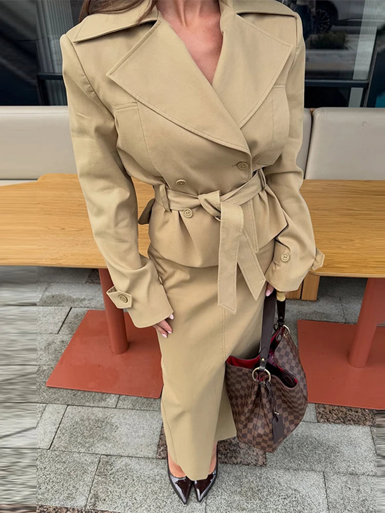 The Barons Court Lace-Up Coat & Skirt Set