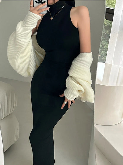 The Vauxhall Turtleneck Sheath Midi Dress