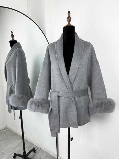 The Crystal Palace Faux Fur-Trim Wool Coat