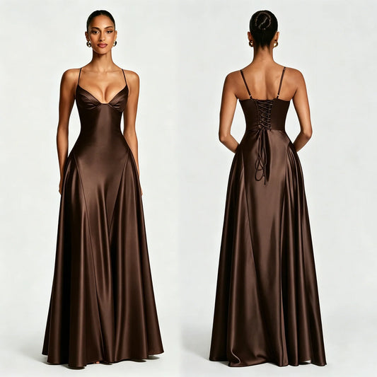 The Kensal Green Satin Corset Maxi Dress
