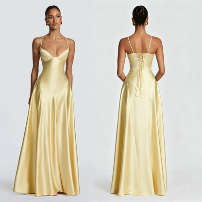 The Kensal Green Satin Corset Maxi Dress