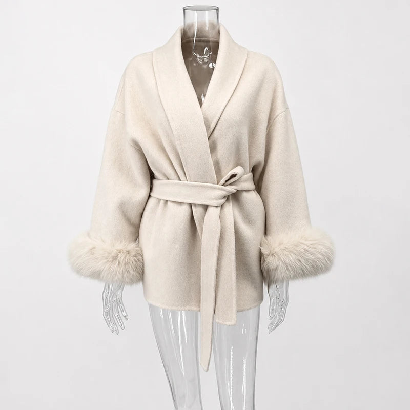 The Crystal Palace Faux Fur-Trim Wool Coat