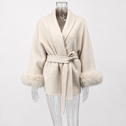 The Crystal Palace Faux Fur-Trim Wool Coat