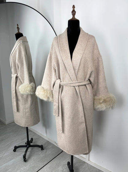 The Crystal Palace Faux Fur-Trim Wool Coat