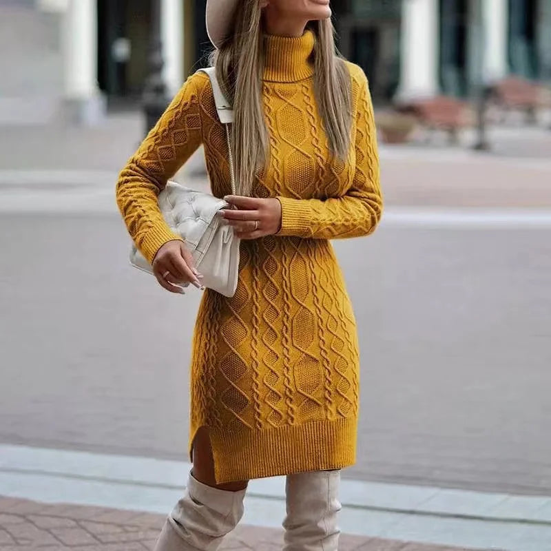 The Bowes Park High-Neck Wrap Knit Dress