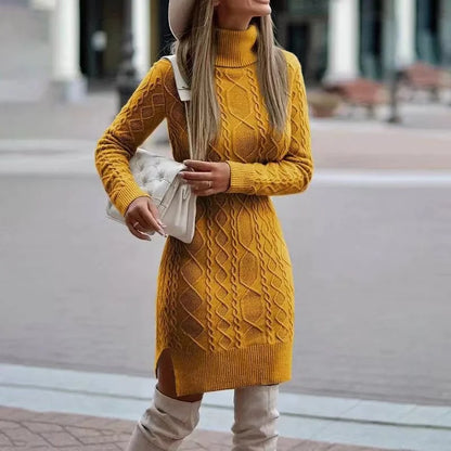 The Bowes Park High-Neck Wrap Knit Dress