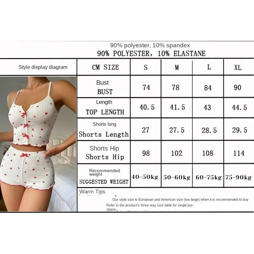 The Bow Heart-Print Cami Sleep Set
