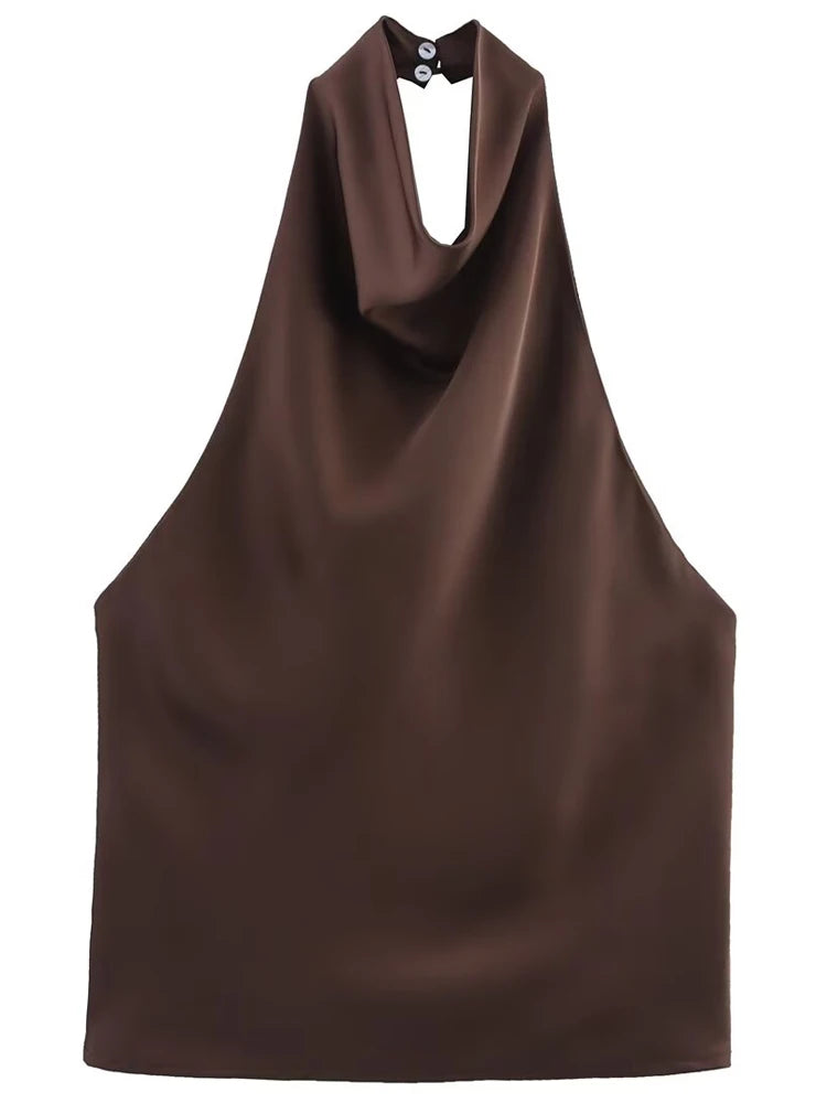 The Brondesbury Satin Corset Halter Top