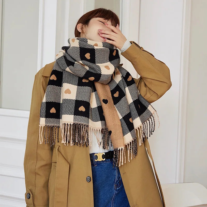 The Rayners Lane Heart-Shaped Plaid Scarf