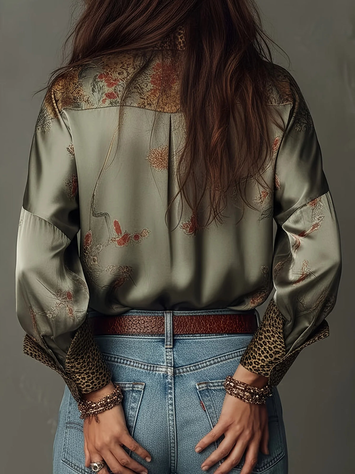 The Grove Park Leopard Print Satin Blouse - Plus Size