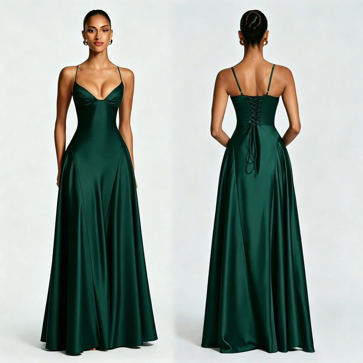 The Kensal Green Satin Corset Maxi Dress