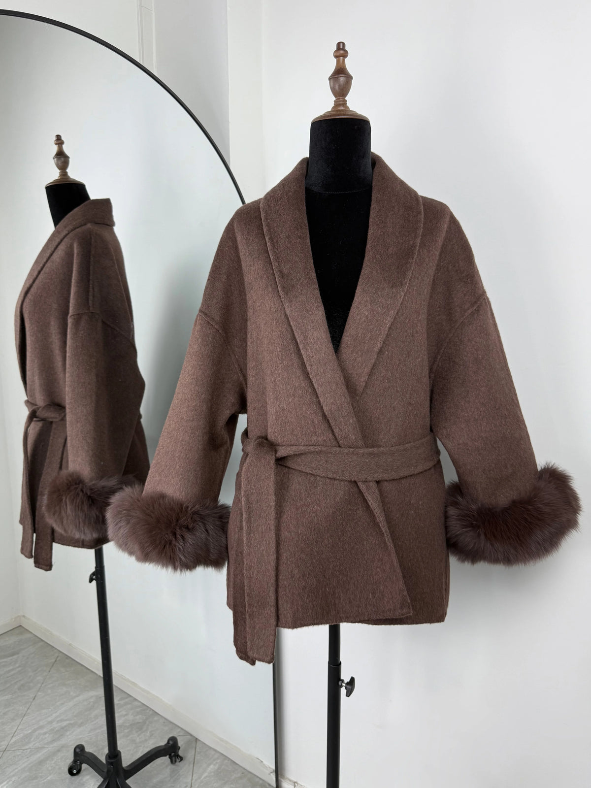 The Crystal Palace Faux Fur-Trim Wool Coat
